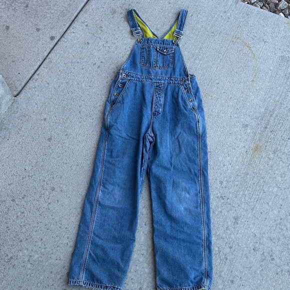 Vintage 90s Gap lime green fleece-lined overalls - Picture 1 of 5